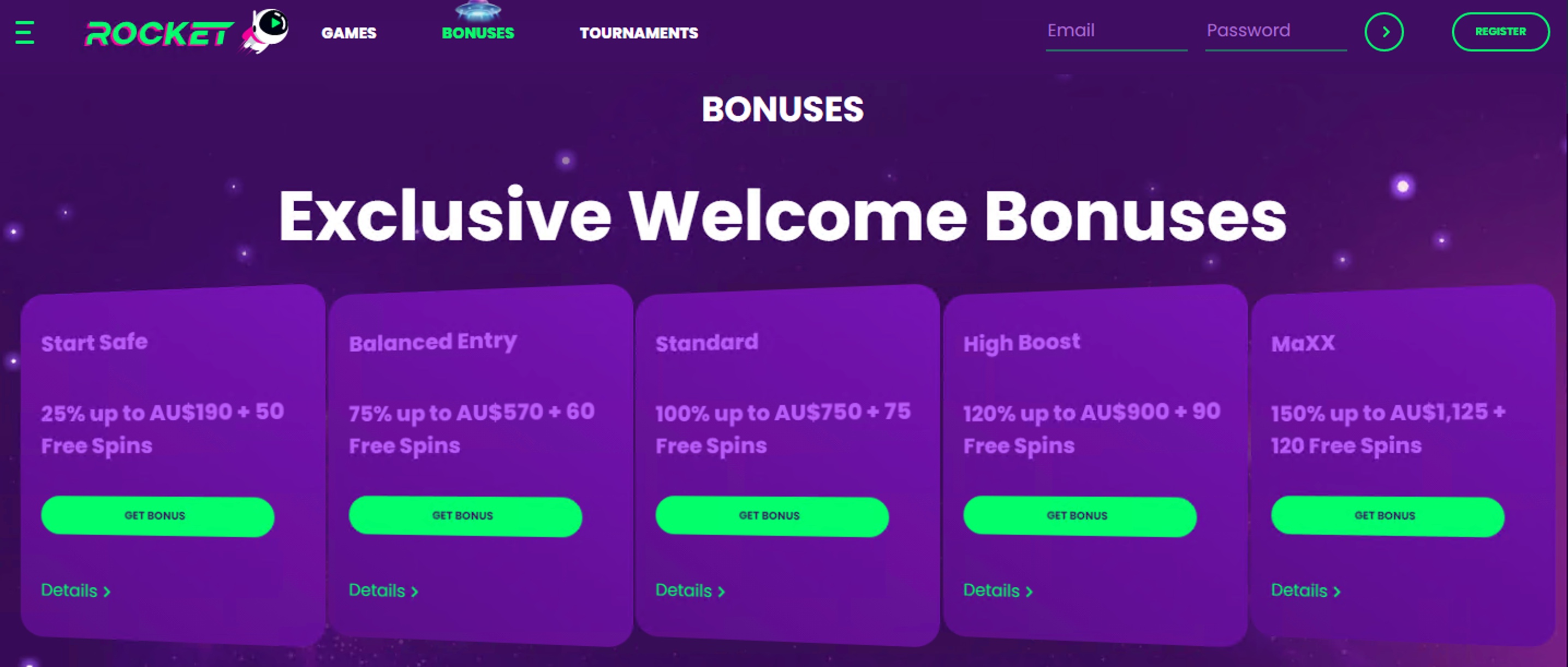 Rocket casino bonuses